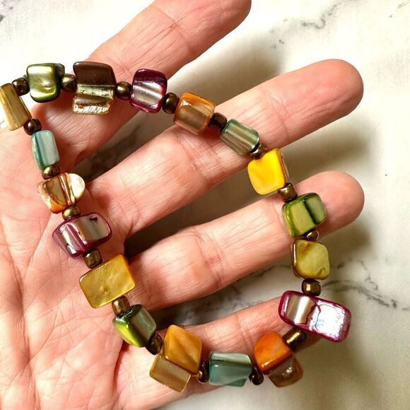Colorful stretchy abalone bracelet - Picture 2 of 7